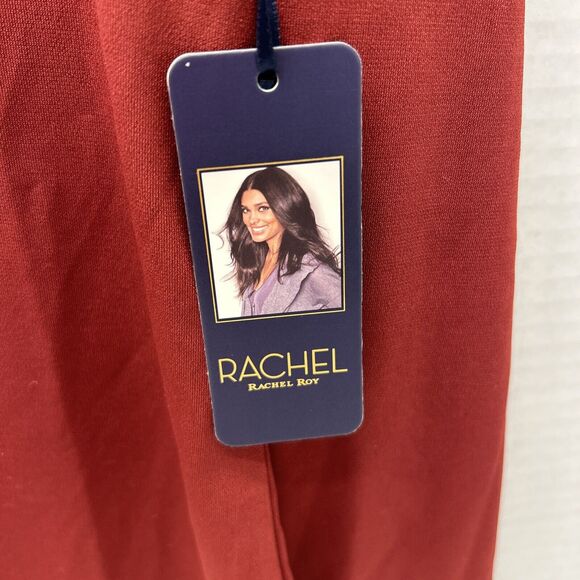 Rachel Roy Mock Tee Gathered-Front Top LS Burgundy Womens Size M NWT - Picture 3 of 5